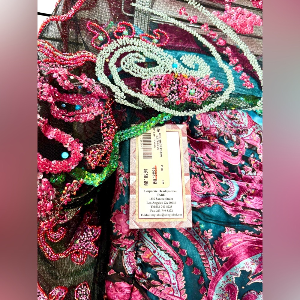 NWT Vintage Y2K Bob Mackie B’Zar Boho Paisley Beaded Dress Set 14/12 - Picture 8 of 13